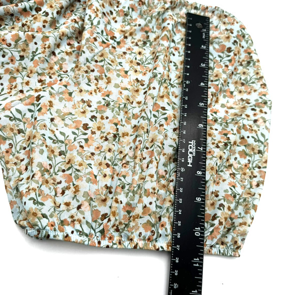 LANE BRYANT Women 26/28 3x Blue Pink Ditsy Floral Peasant Top Lightweight Strech - Picture 9 of 9